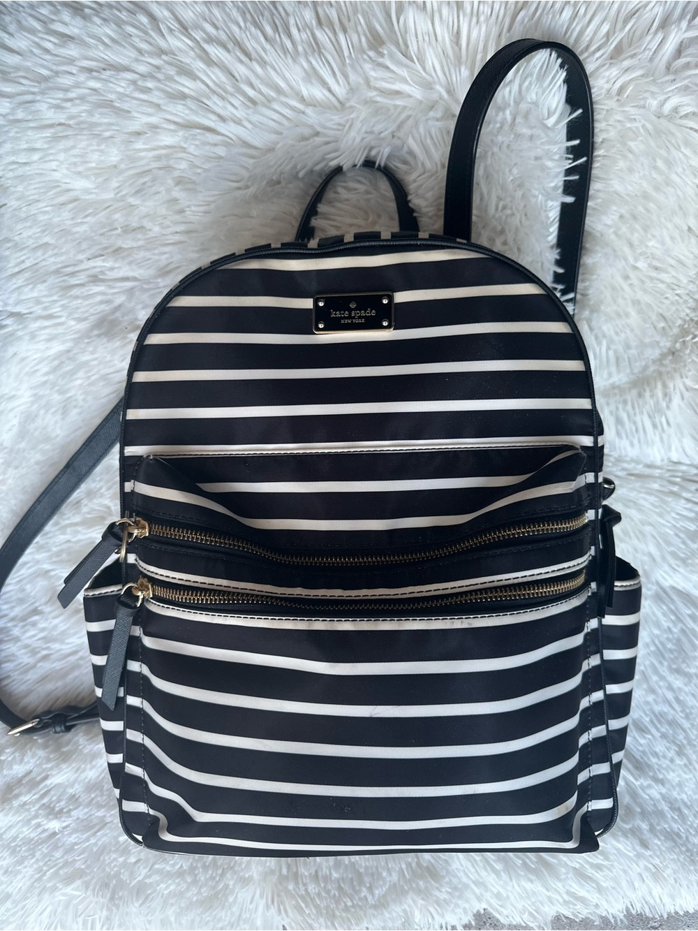 kate spade Black & White Striped Backpack - Picture 3 of 16